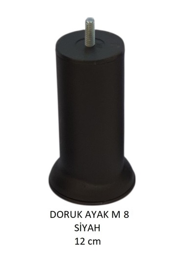 Doruk Ayak, Cıvatalı Baza Koltuk Dolap Ayağı, Metal, Siyah, M8, 12 Cm Siyah