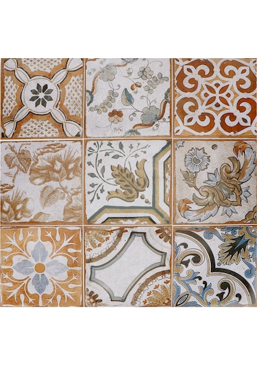 Gajeena Pvc 15x15cm 24 Adet Vintage Desenli Su Geçirmez, Yağ Geçirmez, Kolay Kurulum Ev Dekorasyonu Otostik Duvar Sticker Et149 Diğer