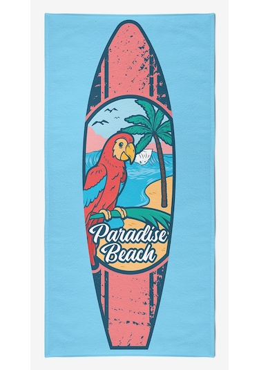 PARADISE BEACH Dijital Baskılı 75x150 Cm Plaj Havlusu Mavi