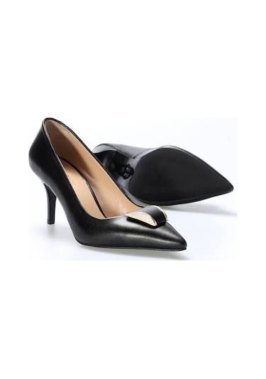 Hakiki Deri Kadın İnce Topuk Ayakkabı 215za3110 Siyah