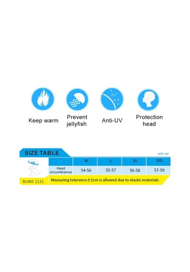 Slınx 1131 3mm Neopren Su Geçirmez Sıcak Kulak Koruyucu Dalış Başlığı, : M Siyah