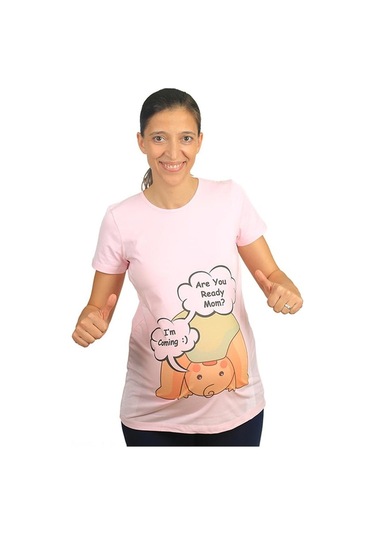 Mummy's Baby Hamile Tişört Are You Ready Pembe 7679