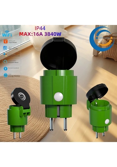 Xuweiwei Zigbee 3.0 Akıllı Dış Mekan Prizi Wifi 1 Paket Sesli Kontrol Zamanlayıcı 16a Alexa Home Assistant Hue Köprüsü Simatoper