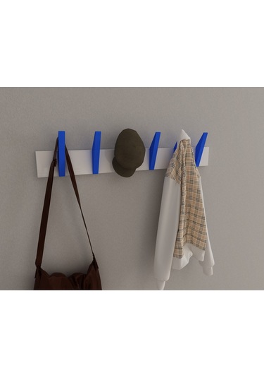 Hepsi3boyutlu Modern Duvar & Kapı Kanca Askılık - 6 Adet Mavi Kanca Askılık - Model No : 4 Mavi