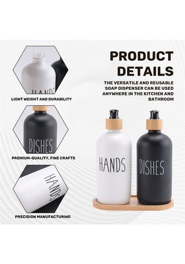 Xiaaokeji Mutfak Lavabosu İçin El Ve Bulaşık Deterjanı Dispenseri Tepsili, Siyah Ve Beyaz Siyah-beyaz