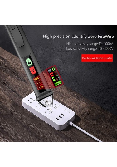 Samdoo "kablosuz Voltaj Test Kalemi - 12v-1000v Ac Algılama, Sesli-ışıklı Uyarı, Kırık Nokta Tespiti, El Fenerli"