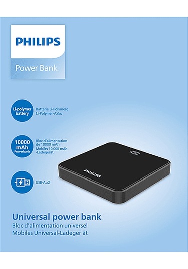 Philips DLP7717NB/00 10.000 mAh 2 x USB-A Taşınabilir Şarj Cihazı Siyah