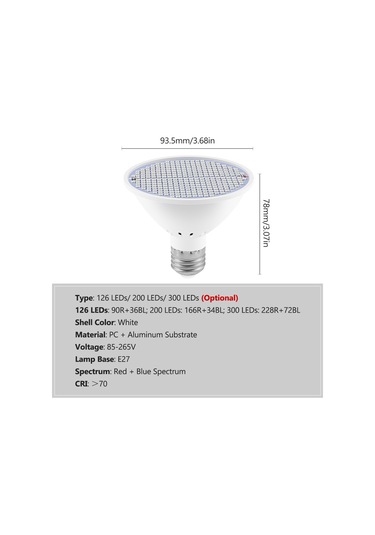 Led İç Mekan Bitkileri İçin Büyüyen Ampul Kırmızı Ve Beyaz
