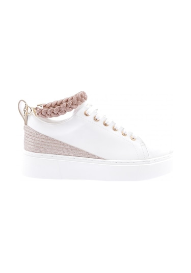 Dgn Es851-23y Kadin Kalin Taban Halhal Detayli Silver Taşli Sneakers Ayakkabi ES851-2007-R0198 Beyaz