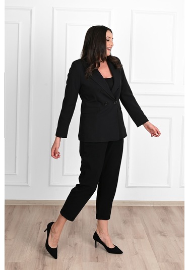 Kadın Astarlı Büyük Beden Blazer Ceket 0101-1 001