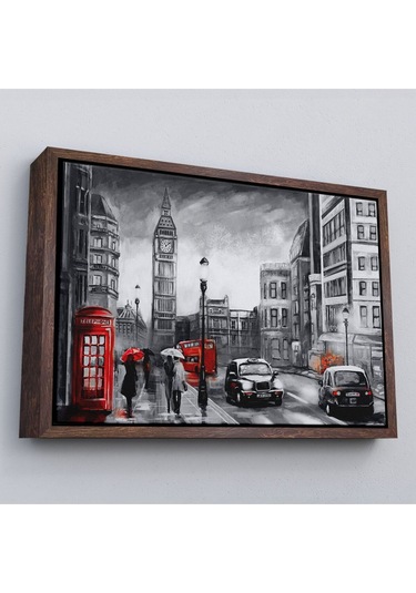 Çerçeveli Ingiltere Londra Yağlıboya Görünüm Dekoratif Tablo-3543