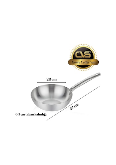 Cvs Dn 20042 Ametist 28 Cm Paslanmaz Çelik Wok Tavası Metal