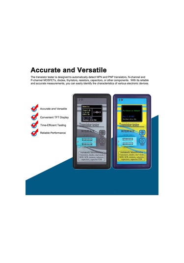 Jeemson M328 Transistör Test Cihazı, 1.8 İnç Tft Renkli Ekranlı Direnc, Endüktans, Kapasitans Ve Esr Ölçer Mavi