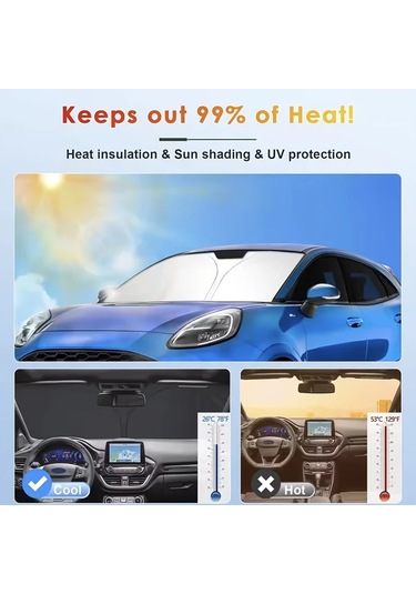 Dashanshop Ford Puma Gen-e 2024-2025 Ön Cam Güneşlik Kılıfı Uv Koruma Isı Yalıtım Katlanır Tasarım