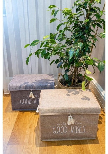 Muomuo Home Keçe Kapaklı Mini Kutu 35X24X24 Cm. Gri Çok Renkli