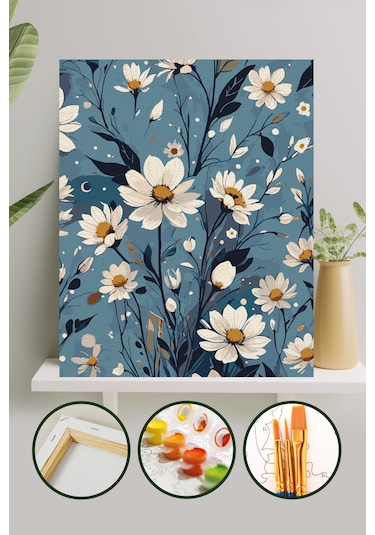 Sayılarla Boyama Tuval Seti 40x50 Cm - Papatya