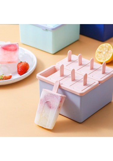 Ranyeek Yemek Grubu Pp Malzeme 8'li Dikey Buzluk Kalıbı - Evde Evde Dondurma, Buzlu Tatlılar İçin Pratik Ve Dayanıklı Pembe Mor Diğer