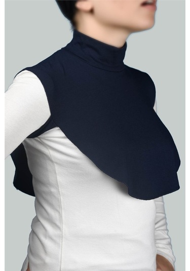 Altobeh Düz Balıkçı Yaka Boğazlı Penye Tesettür Kadın Yakalık Boyunluk - Lacivert