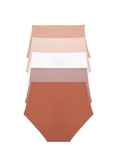 Tarçın Kadın Külot Ekstra Yüksek Bel Lazer Kesim Esnek Iz Yapmayan 5 Li Paket Polyester Tarçın Tarçın