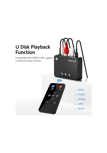 Monyee Bluetooth 5.0 Ses Alıcı, 15m Aktarım Mesafesi, Nfc Desteği, Usb/rca/aux Arayüzleri, Çok Fonksiyonlu Bt Adaptörü