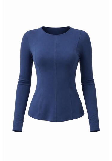 Divinus Kadın Slim Fit Pamuklu Uzun Kollu Bodysuit Lacivert