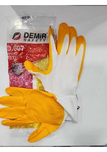 Demir Safety D.007 Sarı Beyaz Eldiven No:10 10çift