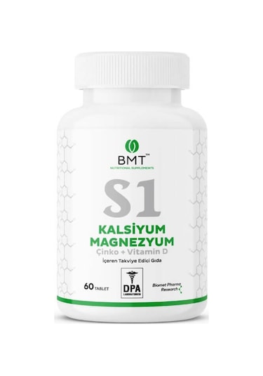 Biomet S1 Kalsiyum Magnezyum Çinko Vitamin D Takviye Edici Gıda 60 Tablet