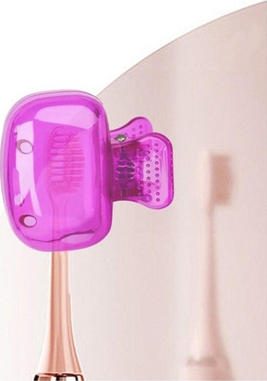 Pazly Taşınabilir Suntek Seyahat Mor Kapağı Kafası Fırçası Diş İf Mor