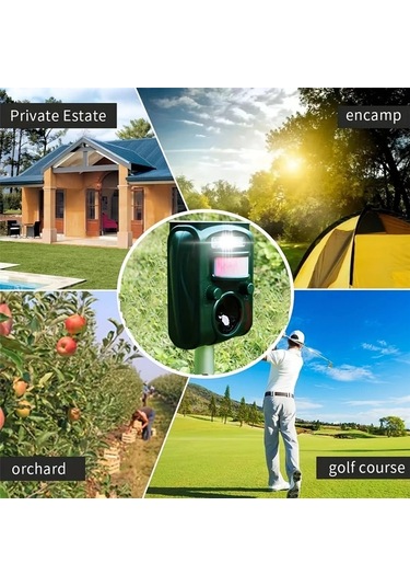 Willowhaven 2023 Güneş Enerjili Ultrasonik Hayvan Kovucu, Hareket Sensörlü Led Fener - Ip66 Su Geçirmez