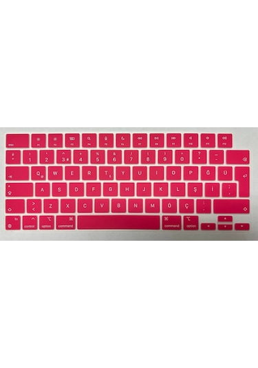 Arabulalaca Apple Uyumlu MacBook Pro 16.2 A2780 Türkçe Q Silikon Klavye Pembe