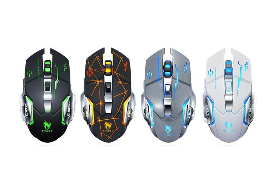 Sones T-wolf Q13 2.4ghz 6 Tuşlu Rgb Renkli Işıklı Oyun Kablosuz Faresi, Renk: Çift Modlu Gri Diğer