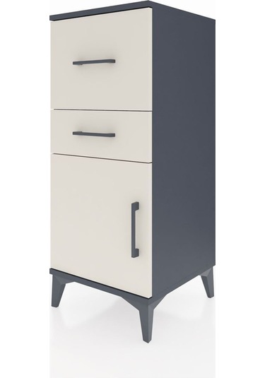 Hyperion Komodin 2 Çekmeceli Tek Kapaklı 44x44x106 Antrasit-aytaşı Antrasit