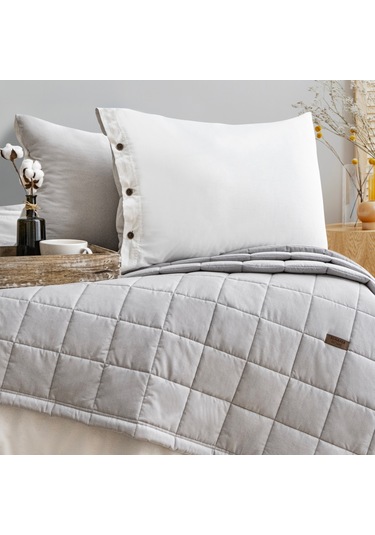 Schafer Home Soft Yatak Örtüsü Nevresim Seti 5 Parça-gri Gri