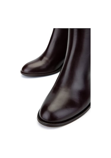 Tamer Tanca Kadın Hakiki Deri Kahverengi Topuklu Bot 33 551 Bn Bot Sk24-25 Khv Dr/kroko Kahverengi