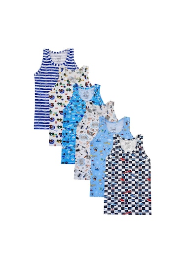 6Lı Erkek Çocuk Renkli Atlet Pamuklu Askılı Empirme Elastan