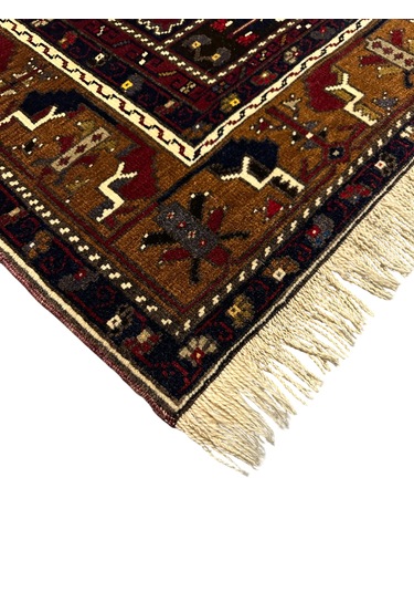 El Dokuma Yahyalı Namazlık 105x160 Kök Boya Yün Seccade
