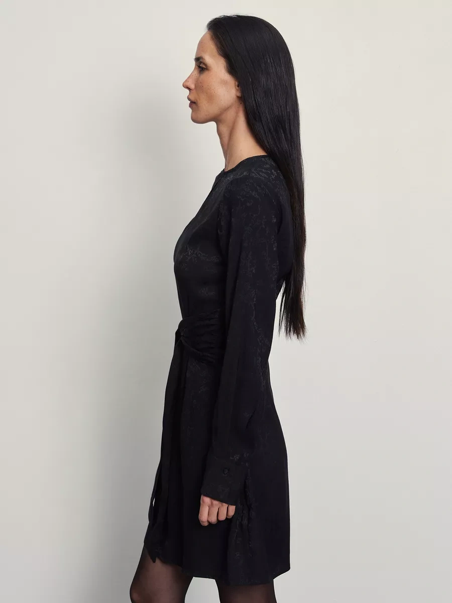 Zarına Bel Kemerli Baskılı Kısa Elbise 200754175 Siyah