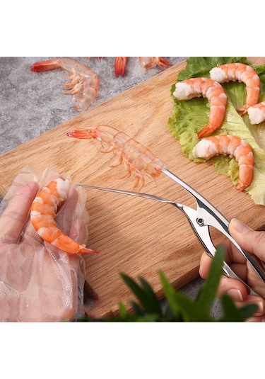 Paslanmaz Çelik Karides Soyucu Karides Deveiner Soyma Cihazı Yaratıcı Mutfak Aletleri Gümüş