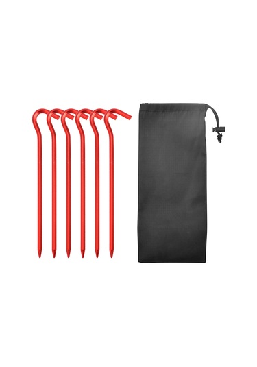 Padalink Kamp Çadırı Alüminyum 7 Tipi Toprak Çivisi - 6 Adet, Hafif, Yüksek Dayanıklı, Dökülme Önleyici, Depolama Çantası İle, Kırmızı Kırmızı