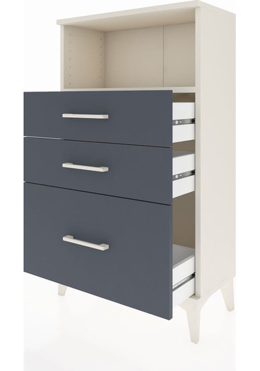 Arges Komodin Tek Raflı 3 Çekmeceli 60x30x106 Aytaşı-antrasit Aytaşı