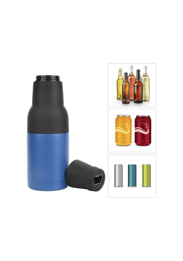 Padalink 304 Paslanmaz Çelik Vakum Izolasyonlu Bira Soğutucu 3'ü 1 Arada Açıcı Ve Denge Tabanlı 300-400ml Mavi