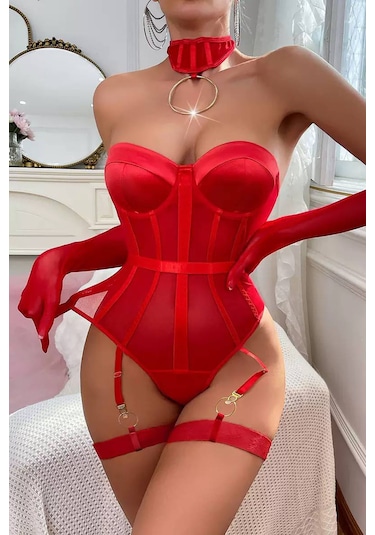 Bikini Mayokini Dünyası Lucy Choky Bodysuit - Kırmızı Kırmızı