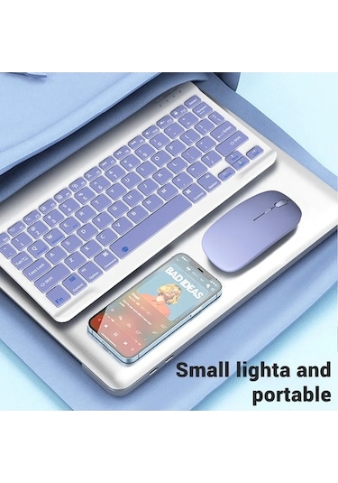 Willowhaven Bluetooth Kablosuz Klavye Fare Android Ios Samsung Xiaomi Tablet İçin İpad Uyumlu Air Sky Blue Keyboard Korean Language