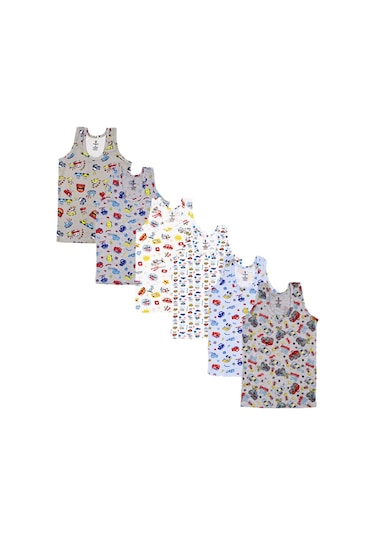 Ceylanoğlu 6'lı Likralı Empirme Erkek Çocuk Atleti- 346 Çok Renkli