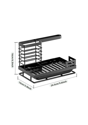 Suntek Mutfak Lavabo Rafı W/tepsi Bulaşık Bezi Sabunluk Siyah Siyah