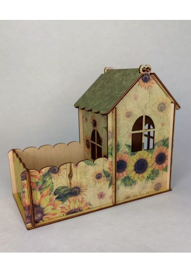 Woodiks Çay Evi, Renkli Baskılı Çevreye Uygulanmış. 222574125 Bej