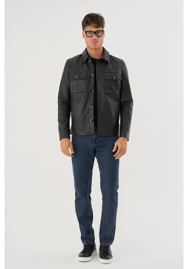 Grima Siyah Erkek Deri Mont Siyah