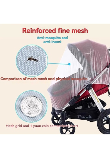 Maiyame Bebe Arabaları İçin Tam Kapaklı Moskit Koruması - Geniş Uyumlu, Nefes Alıcı Dokuma, Kolay Kurulum, Beyaz Renk