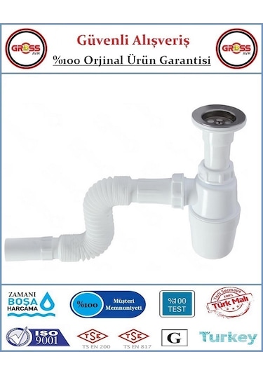 Taslı Depolu Lavabo Evye Sifonu - Körüklü