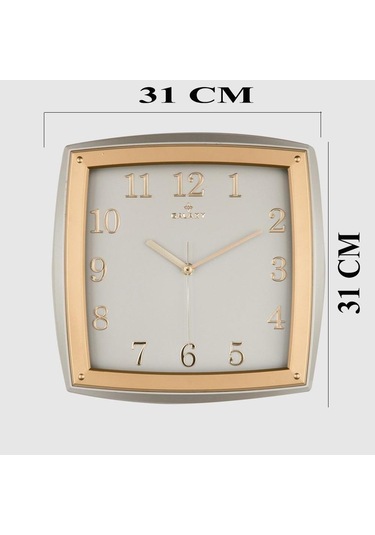 Dekoratif Duvar Saati Gri / Gold Kabartma Rakamlı 30 Cm Altın